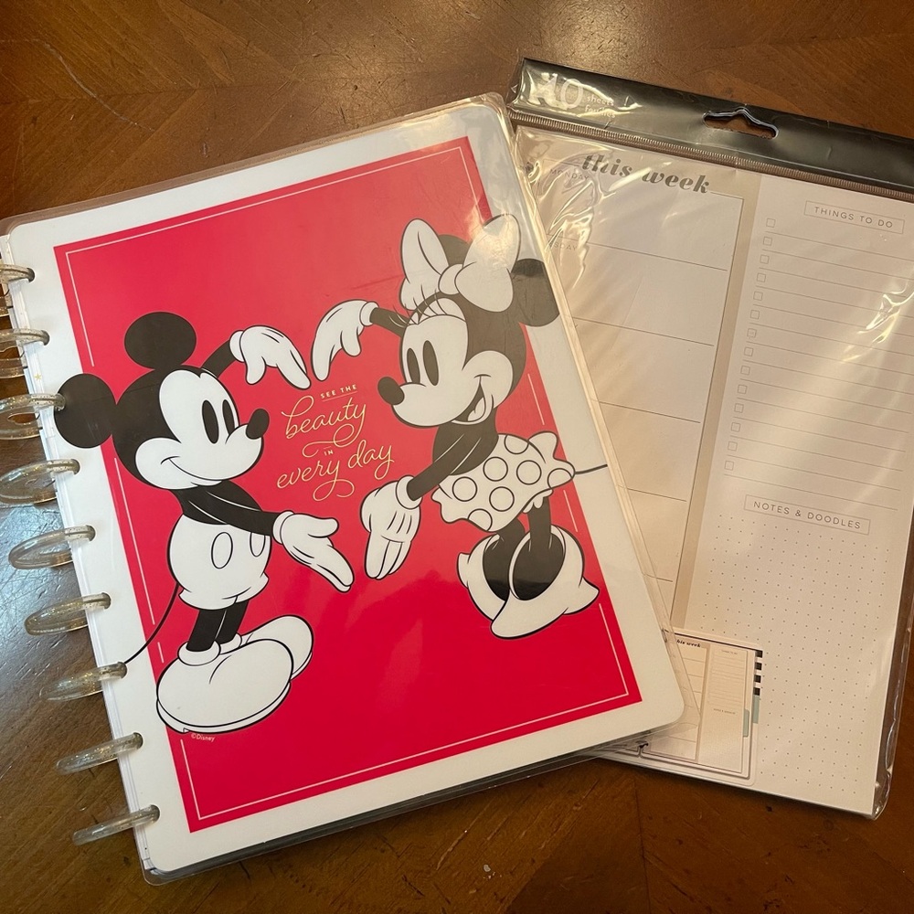 Undated Vertical Disney Mickey and Minnie Planner with Pink Cover